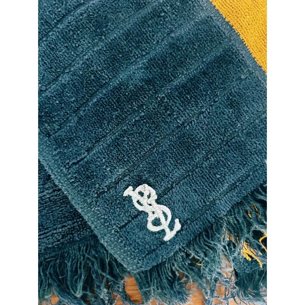 Vintage 1970s Yves Saint Laurent for Fieldcrest Mod Striped Fringed Towel